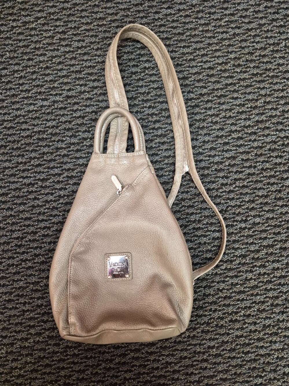 Valentina Beige Genuine Leather Convertible Backpack Shoulder Bag Handbag Italy